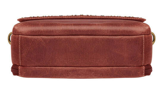 Gun Tote'n Mamas Distressed Buffalo Leather Shoulder Clutch in Red features full-grain buffalo leather